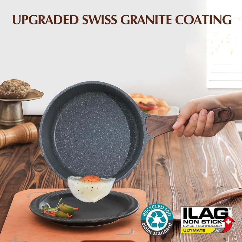 SENSARTE Nonstick Frying Pan Skillet, Swiss Granite Coating Omelette Pan, Healthy Stone Cookware Chef's Pan, PFOA Free (8/9.5/10/11/12.5 Inch) (11 Inch) - Image 4